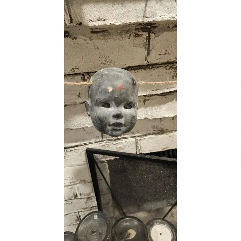 Handmade Creepy Doll Head Halloween Garland Horror Decor Haunted House Prop